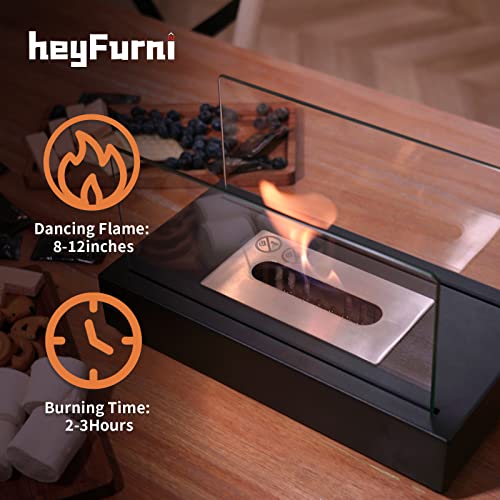 Mr. Ton Bio Ethanol Tabletop Fireplace, Fire Pit For S'mores, Indoor Outdoor Firepit, Portable Fire Bowl Pot Ventless Fireplace, Rectangle, Black #TOP1