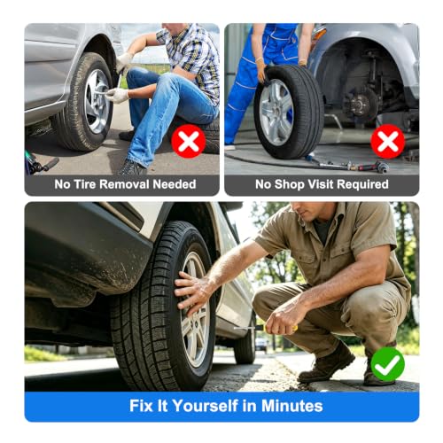 Image of Linkstyle 100PCS Tire Repair Kit, Screw-in Tire Plug Set with 3 Sizes Rubber Plugs, Flat Tire Puncture Repair Screws for Car Truck Motorcycle SUV Roadside Emergency Fix with Screwdriver & Storage Case