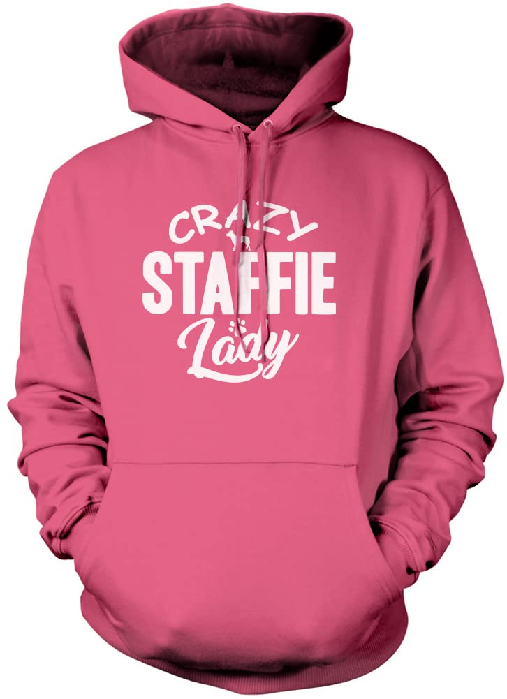 Hotscamp Boys Pink Crazy Staffie Lady Unisex Hoodie - Large