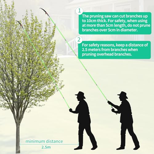 SWAWIS Astsäge mit Teleskopstiel 8M Hochentaster Astsäge Baumsäge Teleskop Hochentaster Manuell Einstellbare Länge Teleskopsäge mit Tragetasche, Schneidet Sauber und Schnell für Hohe Äste