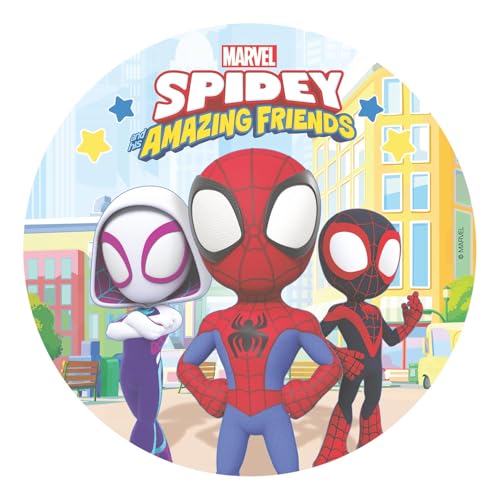 Dekora - Ostie per Torte di Compleanno per Bambini - Cialda per Torta di Spidey da 20 cm - Decorazioni Commestibili per Torte - Senza Glutine e Senza Lattosio - Adatto ai Vegetariani