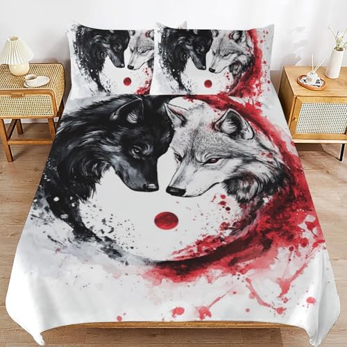 Juego de ropa de cama de 3 piezas microfibra suave diseño animales lobo 2