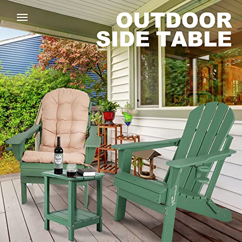 Nalone Adirondack Side Table 16.5" Outdoor Side Table Hdpe Plastic Double Adirondack End Table Small Table For Patio (Green) #TOP4