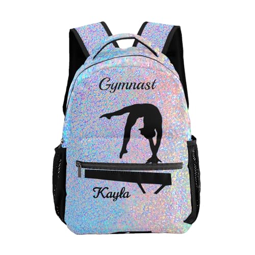 Gymnastics Beam Sparkle Kids Toddler Backpack Personalized School Bag with Chest Strap for Boys Girls Preschool Kindergarten Nursery Children Bag