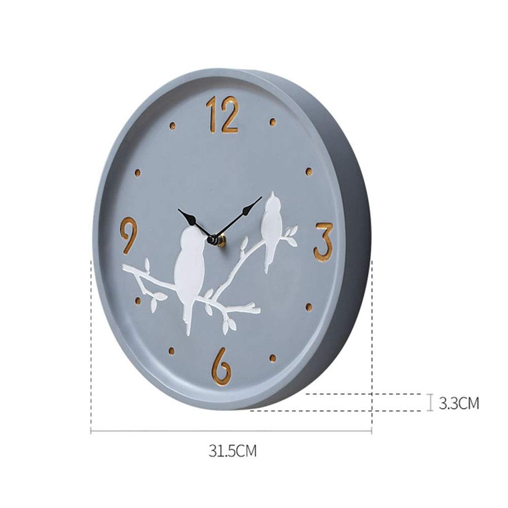 Relojes de Pared Nórdicos Modernos Creativos Que Funcionan con Pilas sin Tictac Silencioso Cuarzo Rústico Pájaro Decoración Personalizada Dormitorio Sala de Estar Reloj/Blue