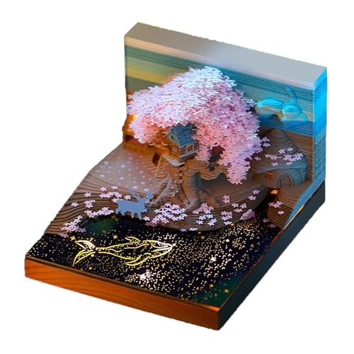 KALWEL Calendrier 3D 2025 – Cabane dans les arbres avec lumière, bloc-notes 3D Artsy Pads Calendrier 2025, carnet de notes déchiré à la main, sculpture en papier, ornements créatifs, cabane dans les