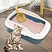 Generic Open Top Cat Litter Box Potty Toilet Toilette Sand Box Container with Scooper Pet Litter Tray Pan for Rabbit Kitty Hamsters, Blue S 27x18x15CM, MIxed