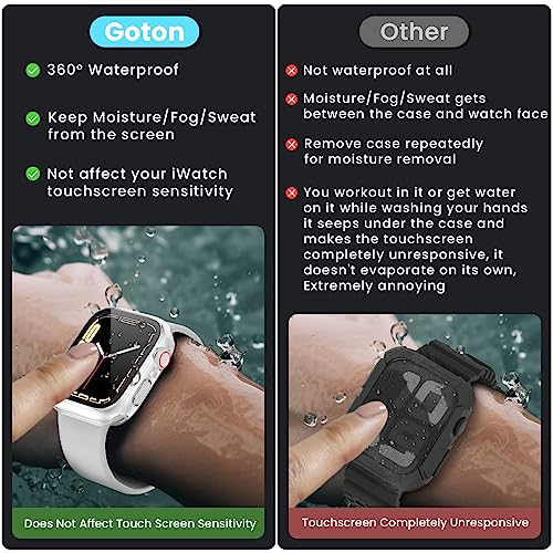 Image of 3 in 1 Goton Waterproof Hard Case for Apple Watch Screen Protector 40mm, 360 Slim Full Protective Tempered Glass Face Cover + Back Hard PC Bumper for iWatch SE 3 /SE 2 /SE, Series 6 /5 /4, 40mm Clear
