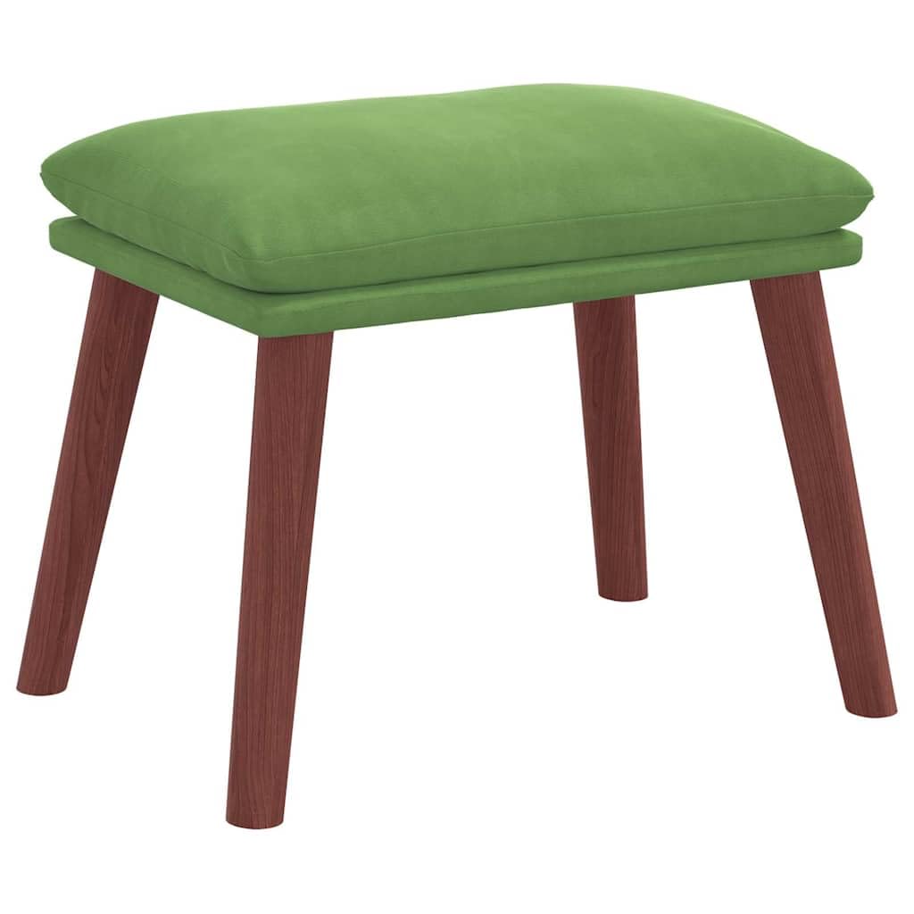Fotel relaksacyjny z taboretem, jasnozielony, aksamitny fotel tapicerowany z wypełnieniem piankowym, 70 x 77 x 98 cm, do salonu i sypialni, komfort siedzenia i stabilność