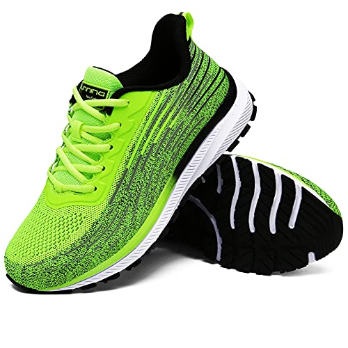 Duoro Men's Running Shoes Lightweight Non Slip Sneakers Breathable Walking Fashion Athletic Gym Tennis Shoes (Green-3, Numeric_9_Point_5) #TOP3