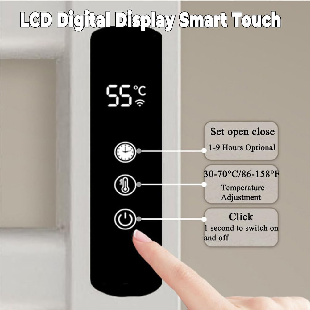 Heated Towel Warmer Wall Mounted, Electric Hot Towel Rack with Top Shelf, Large Towel Drying Rack with 1-9H Built-in Timer Temperature Adjustment, Plug in,A White,Right Line