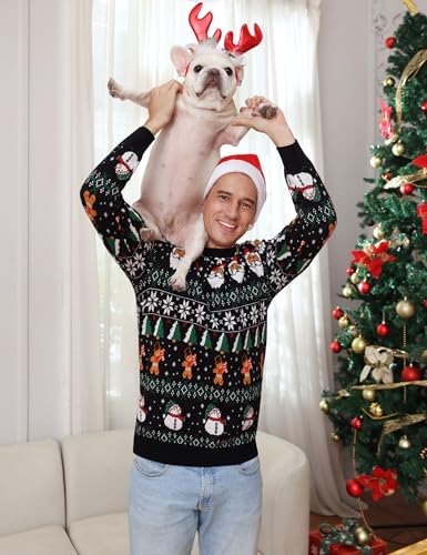 Image of Aiboria Matching Family Ugly Christmas Reindeer Snowflakes Sweater Pullover for Women /Men /Boys /Girls