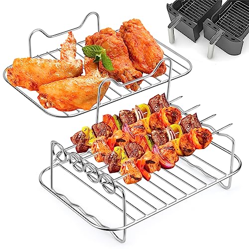 2 PCS Dual Zone Heißluftfritteusen Zubehör, Gestell mit Spieße für Ninja Foodi AF300EU AF400EU...