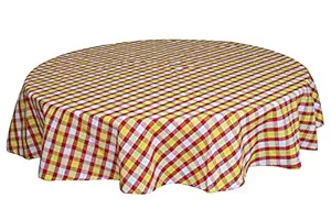 Oasis Home Collection Cotton YD Round Table Cloth - Yellow & Red - 6 Seater