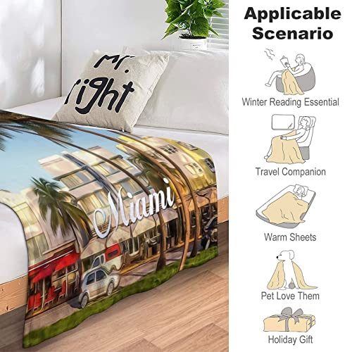 Couverture en flanelle Miami douce pour soirées canapé et camping