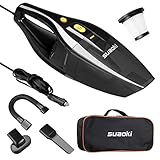 SUAOKI Car Vacuum DC 12V 120W 4000Pa Powerful Suction Wet Dry Portable Handheld Auto Vacuum Cleaner for Car with 16.4FT(5M) Power Cord, 2 HEPA Filters, Carrying Bag (Black)