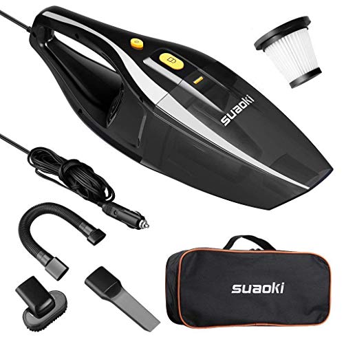 SUAOKI Car Vacuum DC 12V 120W 4000Pa Powerful Suction Wet Dry Portable Handheld Auto Vacuum Cleaner for Car with 16.4FT(5M) Power Cord, 2 HEPA Filters, Carrying Bag (Black)