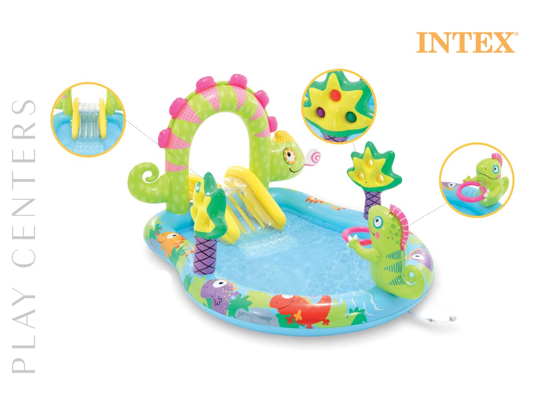 Intex 56129NP - Piscina Gonfiabile Play Center Iguana, Vinile, Multicolore, 157x170x132 cm