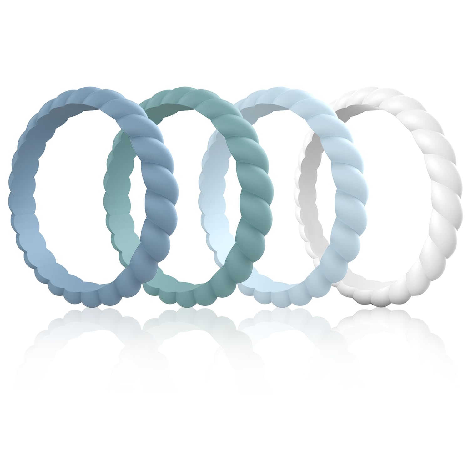 Egnaro Women's Braided Silicone Wedding Ring, Stylish Stackable Rubber Band
