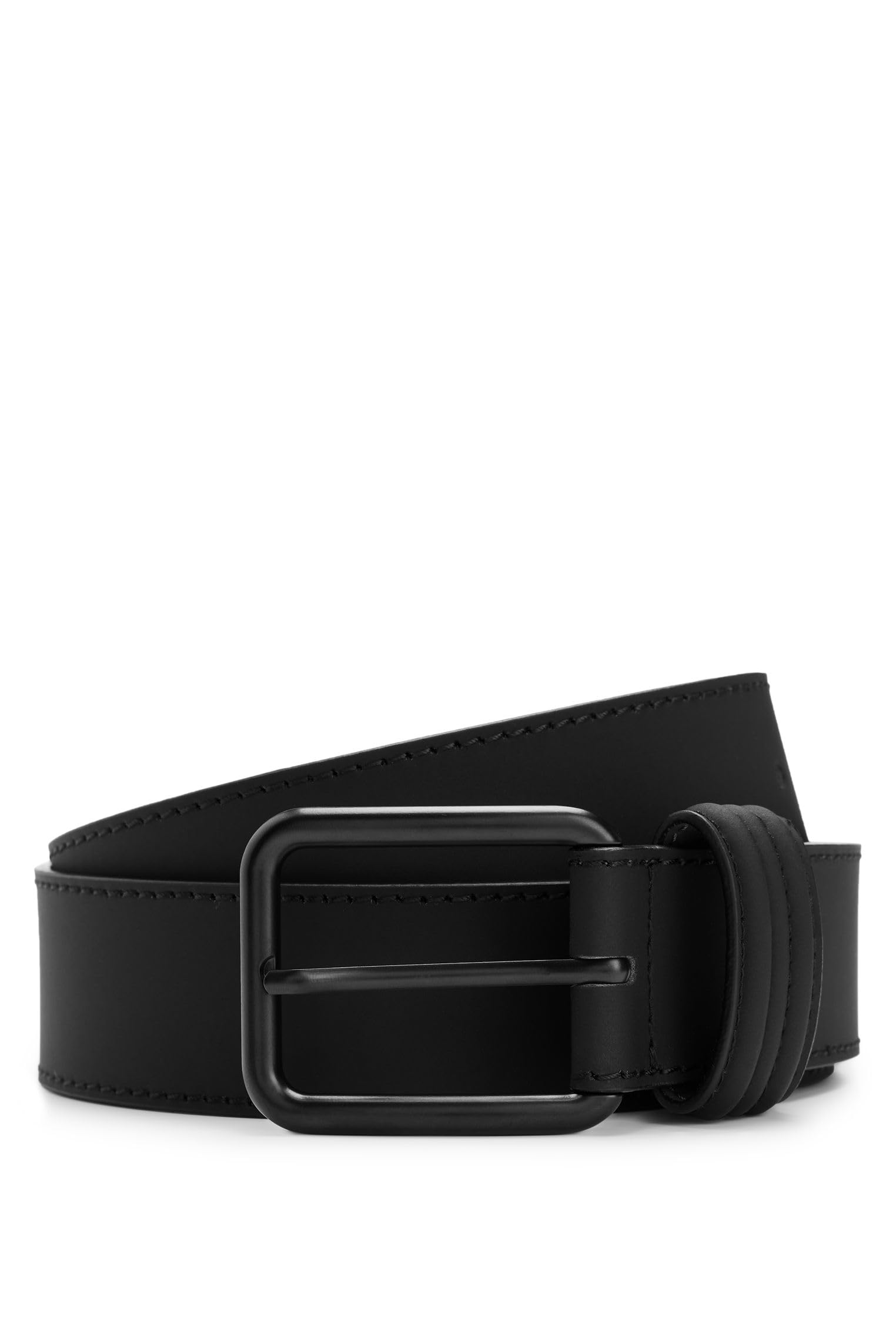 BOSS Mens Peter PS Porsche x Italian Leather Belt with Black Buckle