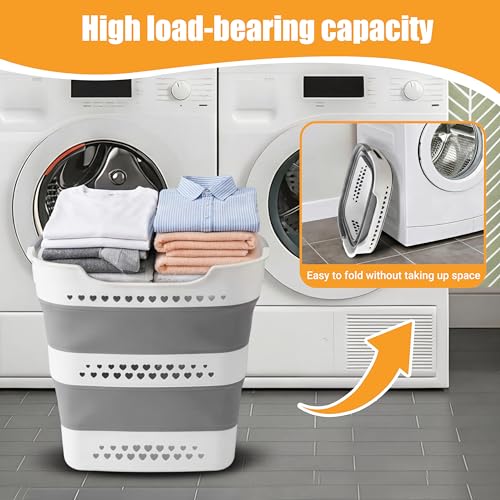 2-Pcs-42L-Collapsible-Laundry-Baskets-Foldable-Laundry-Basket-with-Handles-Sturdy-Plastic-Pop-Up-Laundry-Hamper-Space-Saving-Storage-Container-for-WetDry-Use-Ideal-for-Home-Dorm-Apartment-Grey