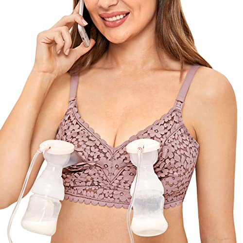 Image of MOMANDA Women's Pumping Bra Hands Free Cute Lace Nursing Bras Support Maternity Breast Pump Bra