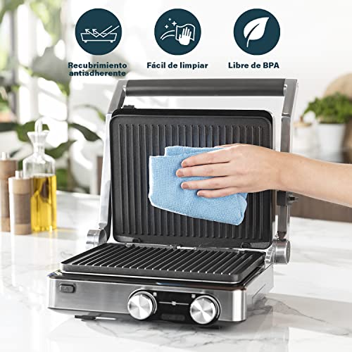 Plancha Grill Princess 117310 - Parrilla de mesa, 2 termostatos ajustables, 2000 W