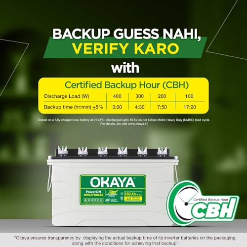 Image of OKAYA PowerON OPSJT19048 160Ah Super Jumbo Tubular Advanced Battery for Home, Office & Shops | Robust & Compact Design | Extra Backup Plus (XBD+ Technology) | 48 Months Total Warranty
