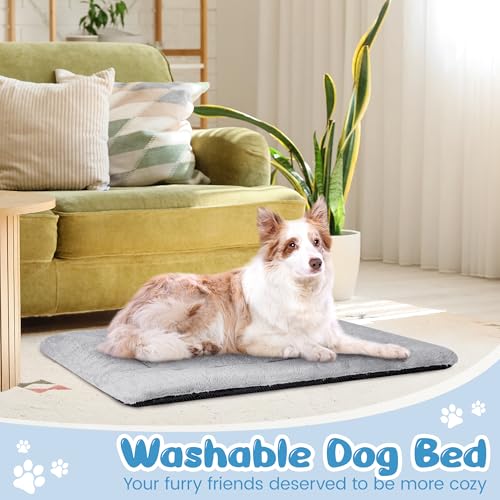 Baodan Hundebett Grosse Hunde Waschbar, 106x71 cm Hundekissen Flauschig mit rutschfeste Unterseite, XL Hundebetten für Große Hunde, Grau