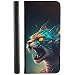 Produktbild KX-Mobile Handyhülle für Motorola Moto G23 Hülle aus Kunstleder zum klappen mit Motiv 3521 Wildkatze mit Kopfhörer orange Augen