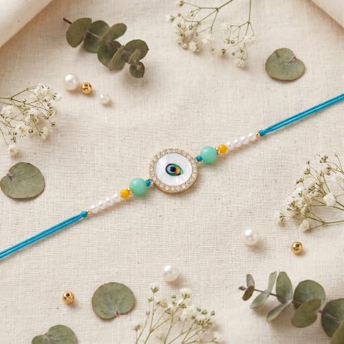 Image of I Jewels Traditional Evil Eye Designer Rakhi for Boys Brother Men (R514Sb)