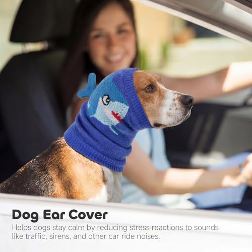 Image of Nanaki Soft Dog Ear Muffs Noise Protection for Thunder Fireworks Dog Ear Cover for Grooming Bath,Comfort Calming No Shake Ear Wraps for Dogs Hematoma,Snoods for Eating Drinking with Cute Shark