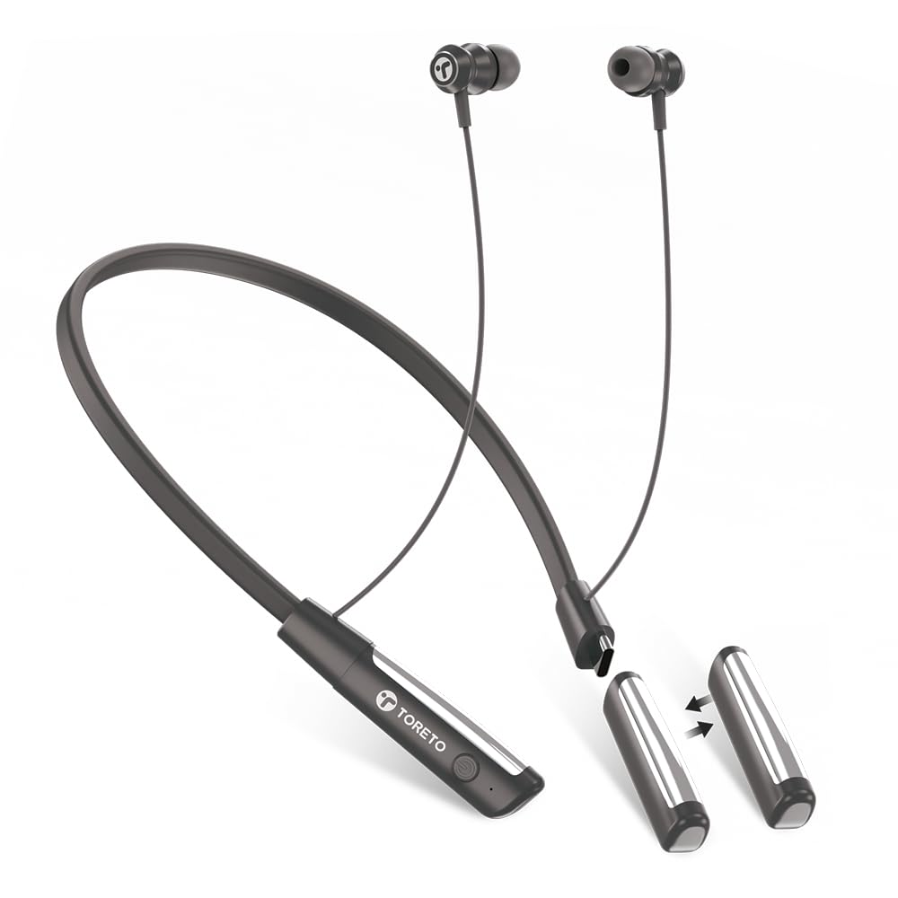Toreto Tune Ease Wireless Earphone ditachable Battery Neckband, Vibration Alert, Bluetooth 5.3,300Hr Playtime, Type-C Fast Charging, Voice Assistant, & in-line Controls (Black) (B0CSSTGJT6) Amazon Price History, Amazon Price Tracker