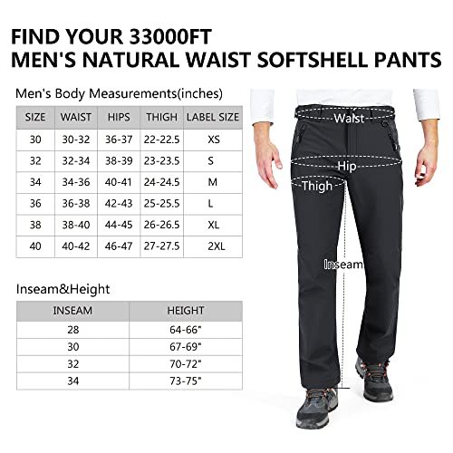 33,000Ft Men'S Winter Snow Ski Fleece Lined Pants Warm Waterproof Softshell Insulated For Snowboard Outdoor Work Hiking thumb #5