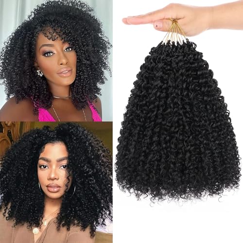 Samtress 10 Inch Pre Looped Micro Curly Twist Crochet Hair Synthetic 8 Packs Black Micro Twist Kinky Curly Crochet Braids Yanky Twists Hair Extensions for...