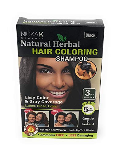 Nicka K New York Natural Herbal Hair Coloring Shampoo 3PCS (Black)