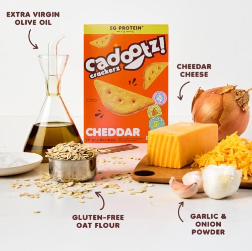 cadootz! Organic Seed Oil Free Protein Crackers, GF, Cheddar, 6 Pack - image 4