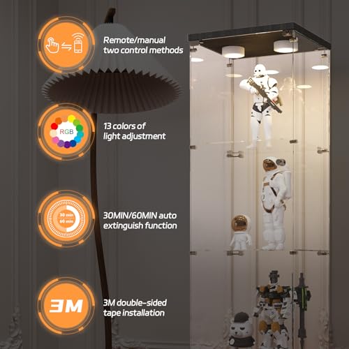 Image of LFT HUIMEI2Y 4-Tier Glass Display Cabinet with LED&Lock, Display Case Black