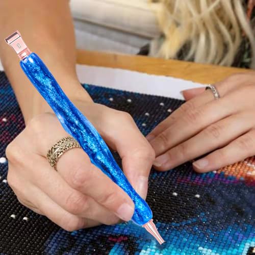 Image of Praise V Do Diamond Painting Art Drill Pen Kit with Screw Stainless Steel Rose Metal Tip Nibs Placers Roller Tool Accessories, Ergonomic Diamond Art Pen for 5D Diamond Paint Bead Dot Blue
