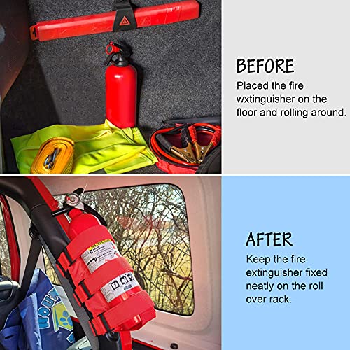 Samman Fire Extinguisher Strap Holder Adjustable Extinguisher Mount Bracket Roll Bar Compatible with Jeep Wrangler JK JKU JL TJ CJ Red 1PC