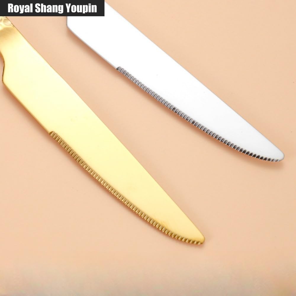 Manico Quadrato Martello Modello Cucina Posate in Acciaio Inossidabile Stoviglie Posate Set Di Posate Coltello Da Bistecca Forchetta Cucchiaio Cucchiaino (Argento,20 pezzi)