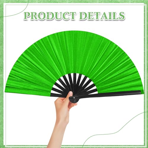 Image of Maitys Large Rave Fan Folding Handheld Fans 13'' Clap Fans for Line Dancing Clack Fan Holographic Festival Accessory for Martial Art Gift Performance, Includes 2 Pouch