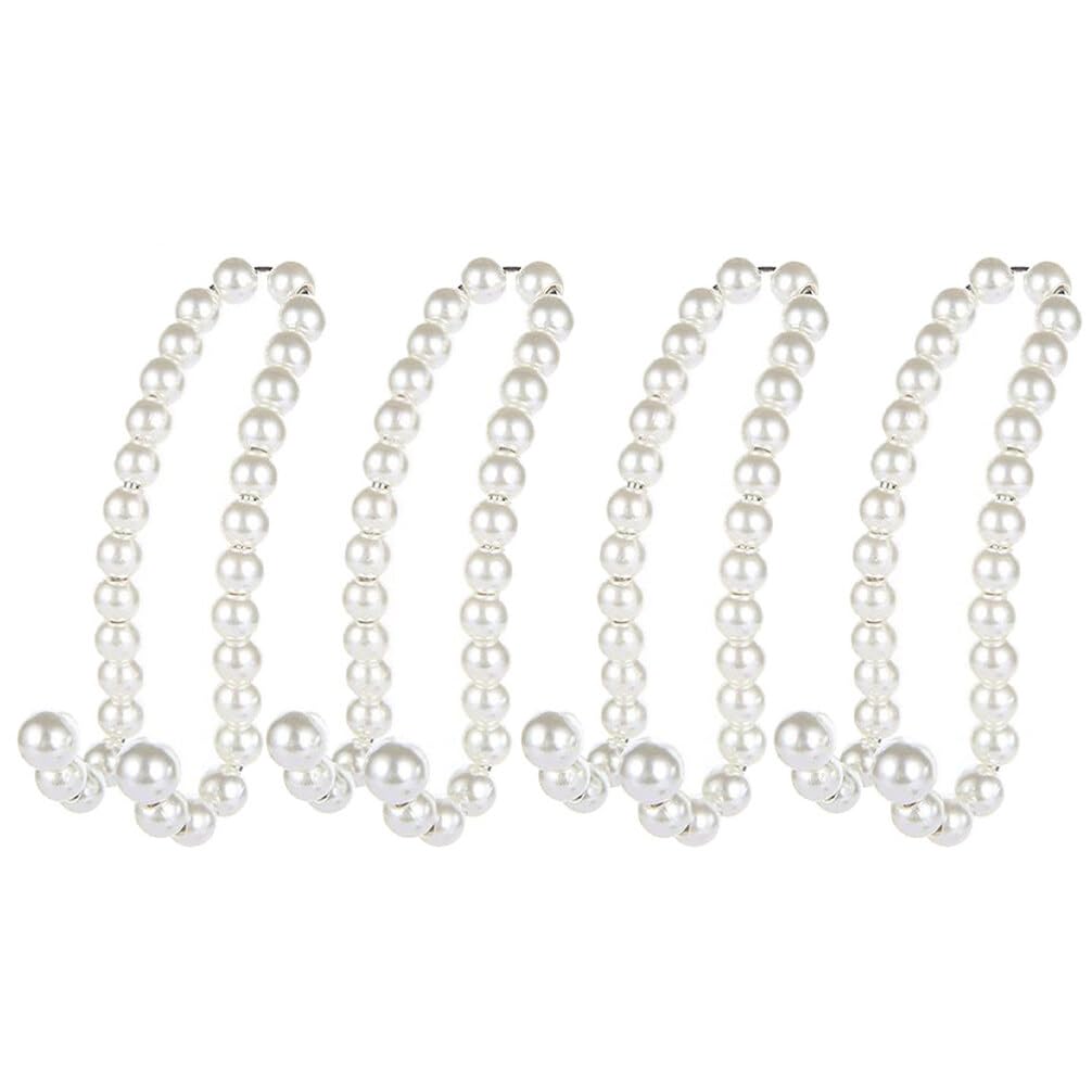 FAVOMOTO 4PCS Bow Car Seat Hangers, Heavy Duty Pearl Storage Hooks Universal Fit Pearls Car Vehicle Back Seat Hanger for Cute Car Accessories for Organizing