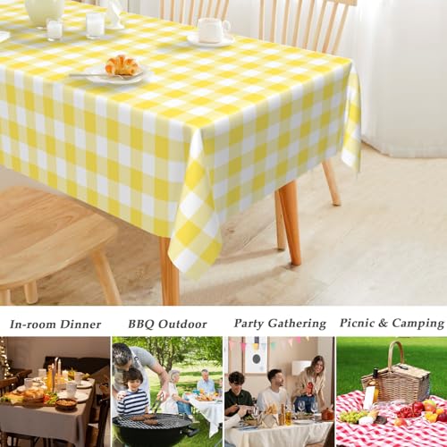 Image of Mulbozy 2 Pcs Yellow Gingham Tablecloth, Yellow Checkered Table Cloth