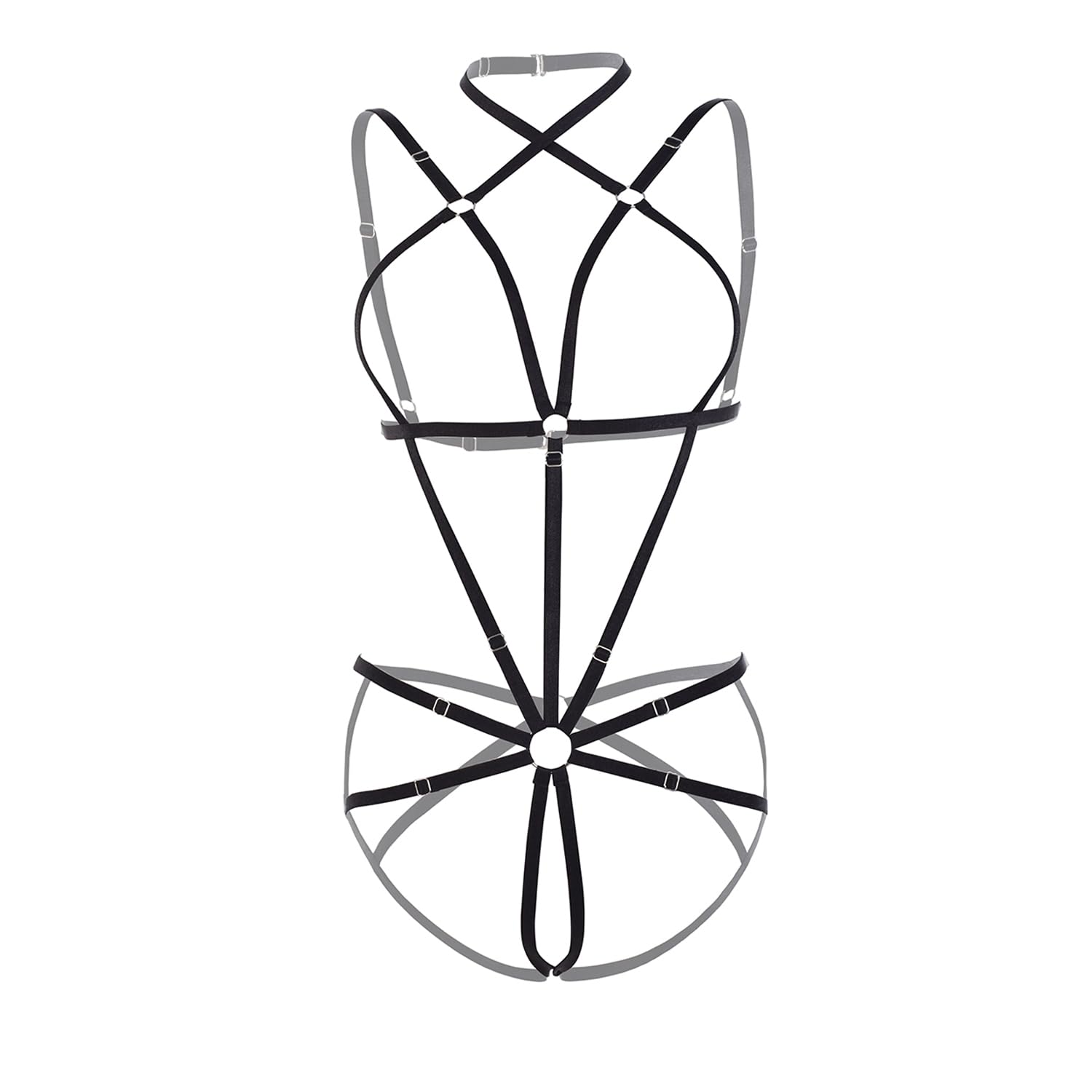 myza Womens Solid Harness Strap Lingerie Set (Pack 0f 1)-picture-15