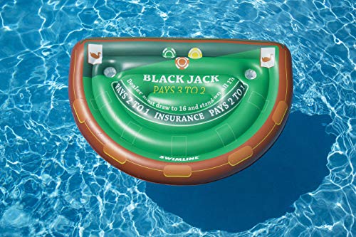 Swimline Blackjack Table Game with Waterproof Cards Pool Inflatable Ride-On, Green