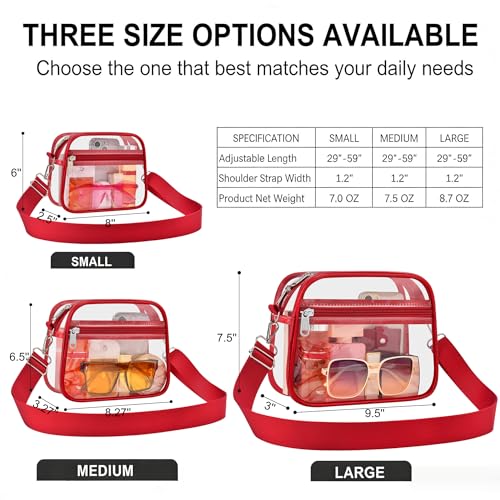Image of Clear Bag for Stadium Events Clear Sports Fan Handbags Purses with Adjustbale Strap for Concerts Festivals Game Day