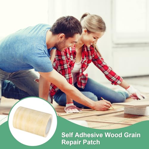 Image of M METERXITY 2-Roll Wood Grain Repair Tape, 3.15in x 15ft Textured Realistic Self-Adhesive Wood Floor Tape Contact Paper for Furniture /Floors /Home [Light Yellow Oak]