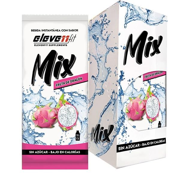 Eleven Fit Mix Instantáneo Sabor Fruta Del Dragon Sin Azucar | Prepara 1.5L de Bebida Saludable, Sin Azúcar y Baja en Calorías | Ideal para Mezclar con Agua y Mejorar tu Dieta | Caja de 12 Sobres