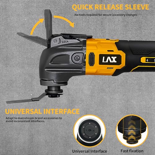 Oscillating Multi Tools for Dewalt 18V Battery, Multi-Use Cutting and Sanding Tool, 4°Oscillation Angle, 6 Variable Speeds, Quick-fit Blade Design with 21pcs Accessories for Cutting, Sanding, Scraping 2 Oscillating Multi Tools for Dewalt 18V Battery, Multi-Use Cutting and Sanding Tool, 4°Oscillation Angle, 6 Variable Speeds, Quick-fit Blade Design with 21pcs Accessories for Cutting, Sanding, Scraping - Image 2